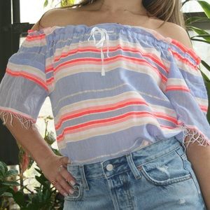 LEMLEM off the shoulder top in Linen NWT